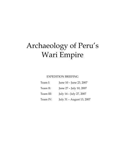Archaeology of Peru's Wari Empire