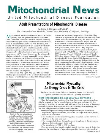 Mitochondrial News Mitochondrial News - The United Mitochondrial ...