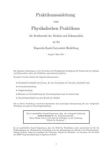 Praktikumsanleitung Physikalischen Praktikum - Ruprecht-Karls ...
