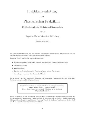 Praktikumsanleitung Physikalischen Praktikum - Ruprecht-Karls ...