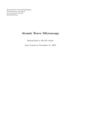 Atomic Force Microscopy - KIP - Ruprecht-Karls-Universität Heidelberg
