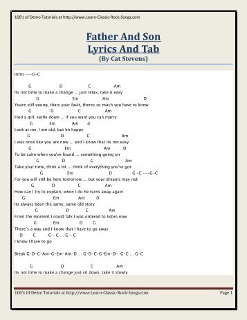 Father And Son Lyrics And Tab - Kirbys Covers For Country