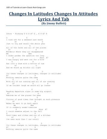 Changes In Latitudes Changes In Attitudes Lyrics And Tab