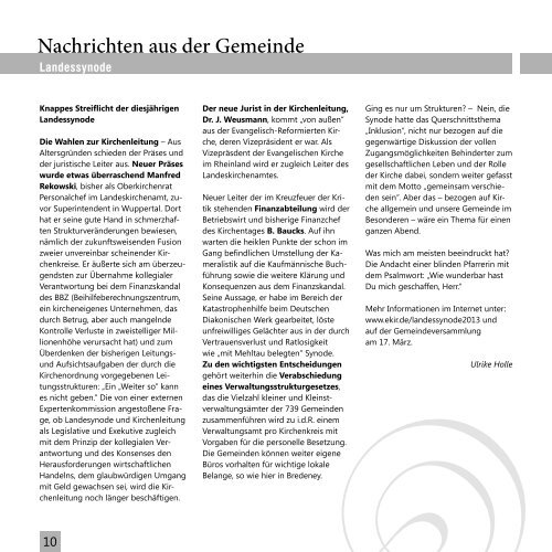 Profil- GEMEiNDEBriEf - 2/2013 - Ev. Kirchengemeinde Essen ...