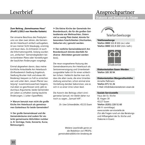 Profil- GEMEiNDEBriEf - 2/2013 - Ev. Kirchengemeinde Essen ...