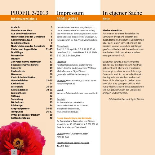 Profil- GEMEiNDEBriEf - 3/2013 - Ev. Kirchengemeinde Essen ...