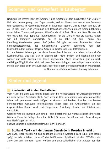 Gemeindebrief Juni / Juli 2012 - Ev.-Luth. Kirchgemeinde Dresden ...