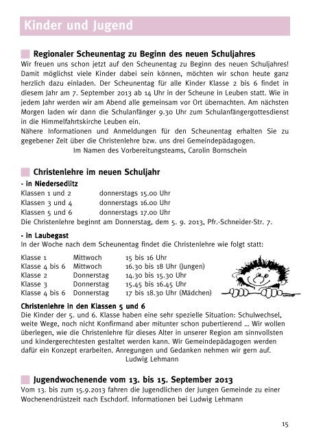 Gemeindebrief August/September 2013 - Ev.-Luth. Kirchgemeinde ...