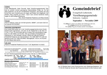 Gemeindebrief - Versöhnungsgemeinde Schwerin-Lankow