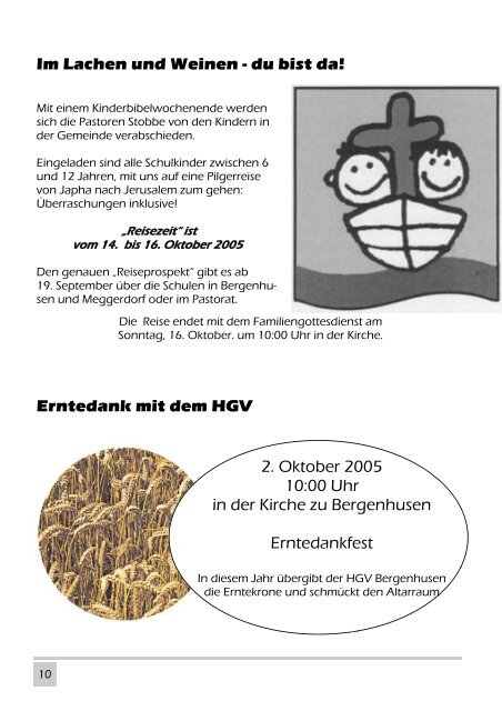 September - November 2005 - in der Kirchengemeinde Bergenhusen