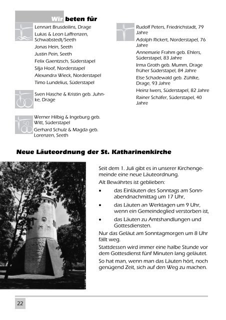 September - November 2005 - in der Kirchengemeinde Bergenhusen