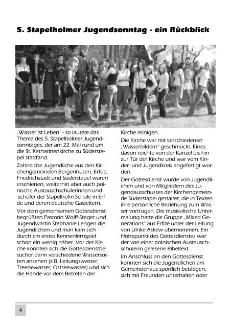 September - November 2005 - in der Kirchengemeinde Bergenhusen