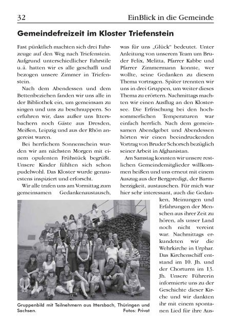 EinBlick Nr 58, September 2012 - Evangelische Kirchengemeinde ...