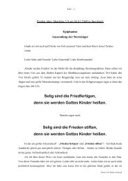 Selig sind die Friedfertigen, denn sie werden Gottes Kinder heiÃen ...