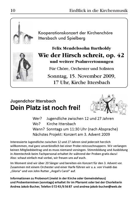 EinBlick Nr. 46, September 2009 - Evangelische Kirchengemeinde ...