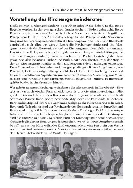 EinBlick Nr. 46, September 2009 - Evangelische Kirchengemeinde ...