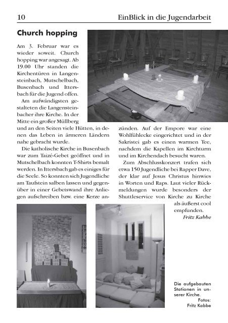 EinBlick Nr 56, MÃ¤rz 2012 - Evangelische Kirchengemeinde Ittersbach