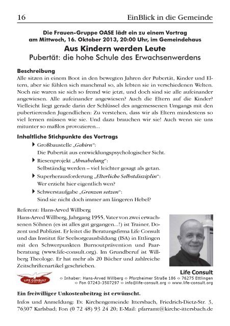 EinBlick Nr 62, September 2013 - Evangelische Kirchengemeinde ...