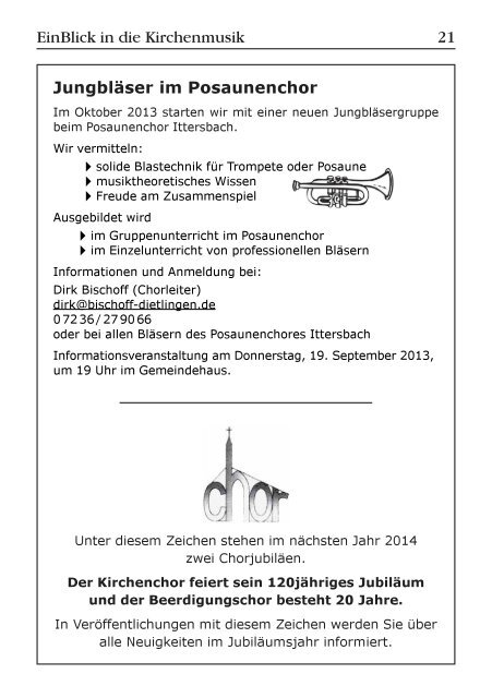 EinBlick Nr 62, September 2013 - Evangelische Kirchengemeinde ...