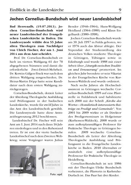 EinBlick Nr 62, September 2013 - Evangelische Kirchengemeinde ...