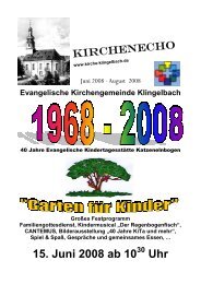 15. Juni 2008 ab 10 Uhr - Evangelische Kirchengemeinde Klingelbach