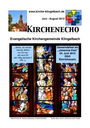 Juni - August 2012 - Evangelische Kirchengemeinde Klingelbach
