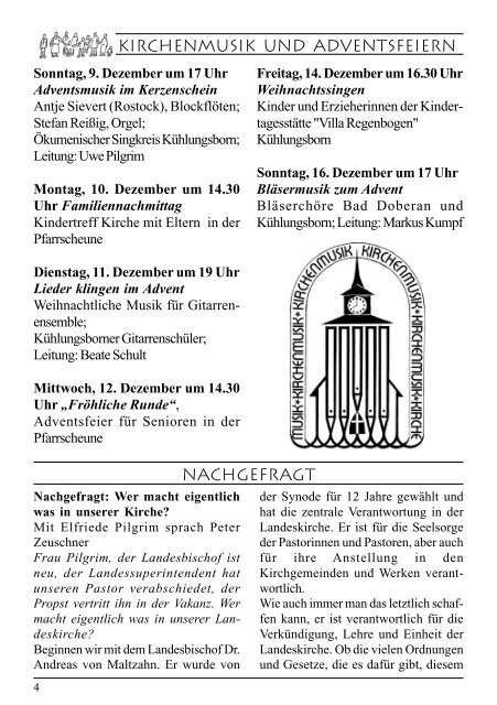 der Ev.-Luth. Kirchgemeinde Ostseebad KÃ¼hlungsborn Dezember ...
