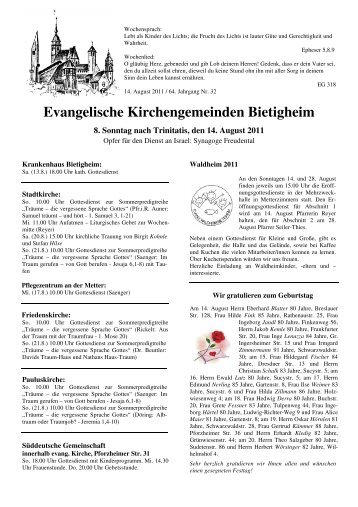 Evangelische Kirchengemeinden Bietigheim - Ev. Kirchengemeinde ...