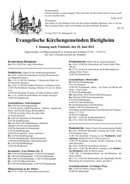 Evangelische Kirchengemeinden Bietigheim