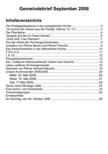 Gemeindebrief September 2008 - Ev. Kirchengemeinde Lauffen