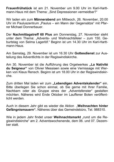 Gemeindebrief September 2008 - Ev. Kirchengemeinde Lauffen