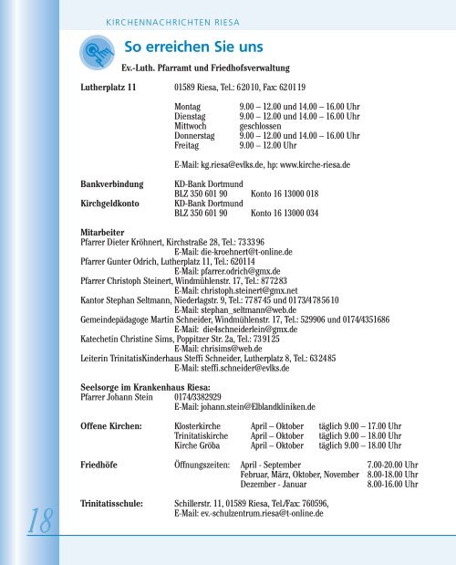 JUNI/JULI 2013 Â· AUSGABE 4/2013 - Ev.-Luth. Kirchgemeinde Riesa