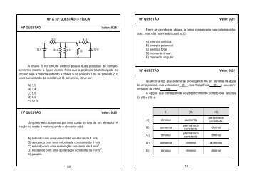 16a A 30a QUESTÃO ⇒ FÍSICA 16a QUESTÃO ... - Vestibular do IME