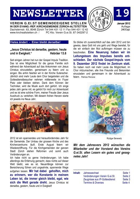 Newsletter Verein G.ei.St., Januar 2012 - Evangelisch-reformierten ...