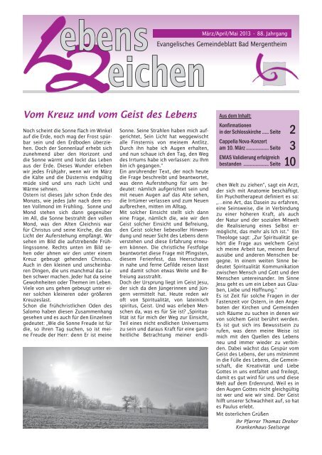 zur Ausgabe MÃ¤rz, April, Mai 2013 - Evangelische Kirchengemeinde ...