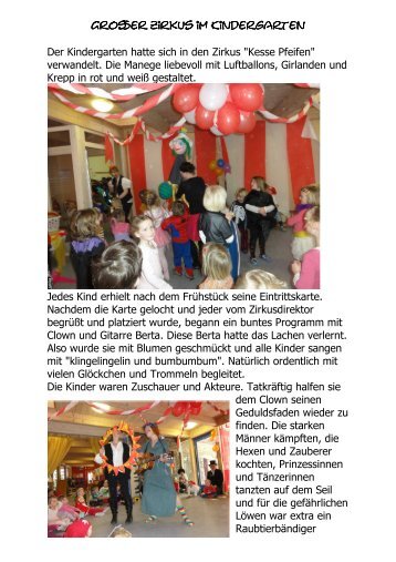 GroÃer Zirkus im Kindergarten GroÃer Zirkus im Kindergarten Der ...