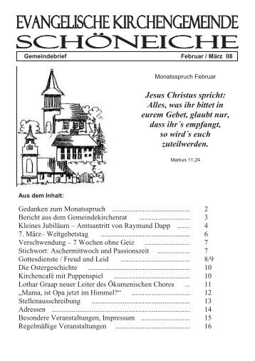Ausgabe 01/2008 - Kirchen in SchÃ¶neiche