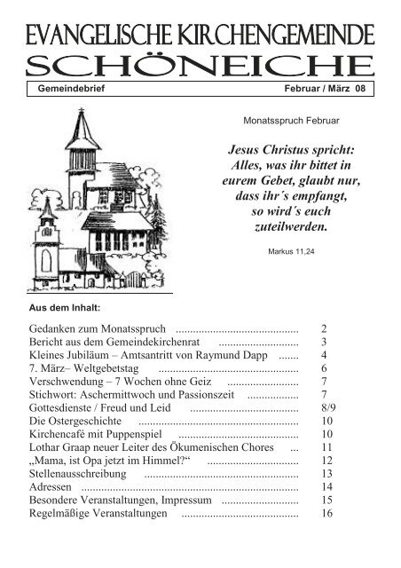 Ausgabe 01/2008 - Kirchen in SchÃ¶neiche