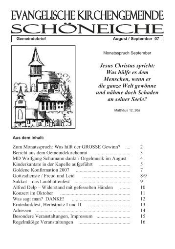 Ausgabe 04/2007 - Kirchen in SchÃ¶neiche