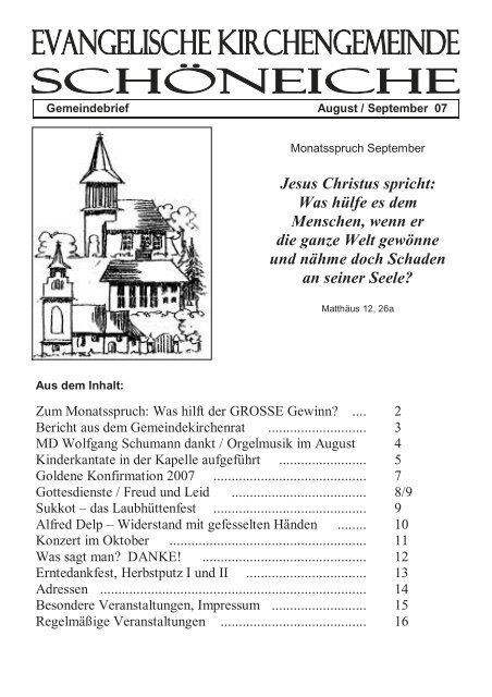 Ausgabe 04/2007 - Kirchen in SchÃ¶neiche