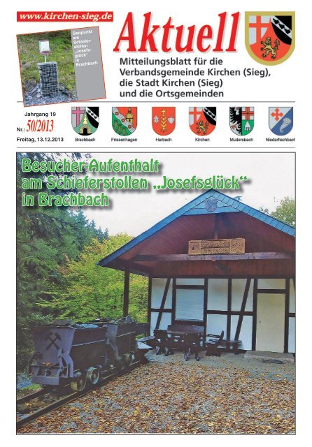 Aktuelles Mitteilungsblatt 50/2013 - Verbandsgemeinde Kirchen, Sieg