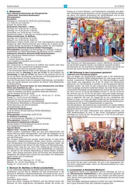 Aktuelles Mitteilungsblatt 27/2013 - Verbandsgemeinde Kirchen, Sieg