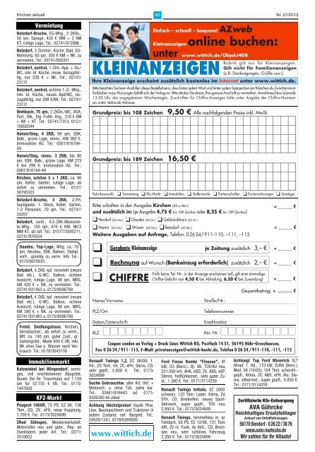 Aktuelles Mitteilungsblatt 27/2013 - Verbandsgemeinde Kirchen, Sieg