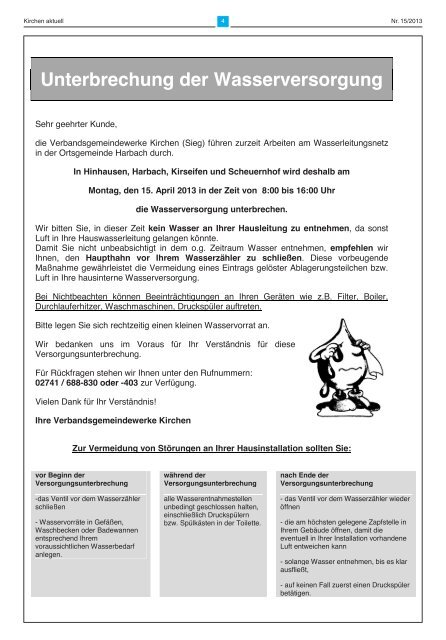 Nr.: 15/2013 - Verbandsgemeinde Kirchen, Sieg