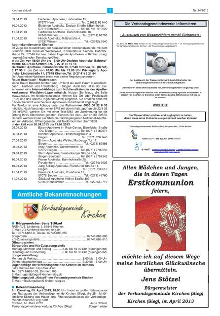 Nr.: 14/2013 - Verbandsgemeinde Kirchen, Sieg