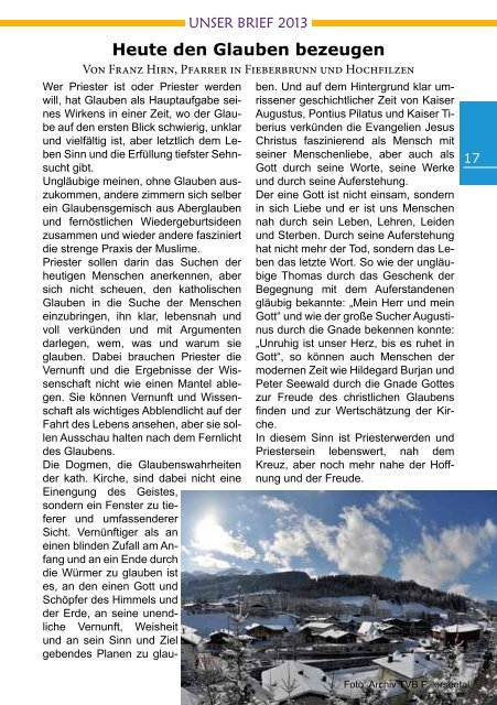 Unser Brief 2013 - ErzdiÃ¶zese Salzburg