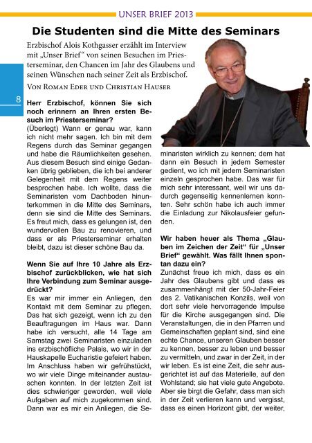 Unser Brief 2013 - ErzdiÃ¶zese Salzburg