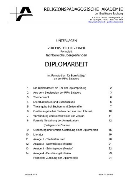 DIPLOMARBEIT - ErzdiÃ¶zese Salzburg