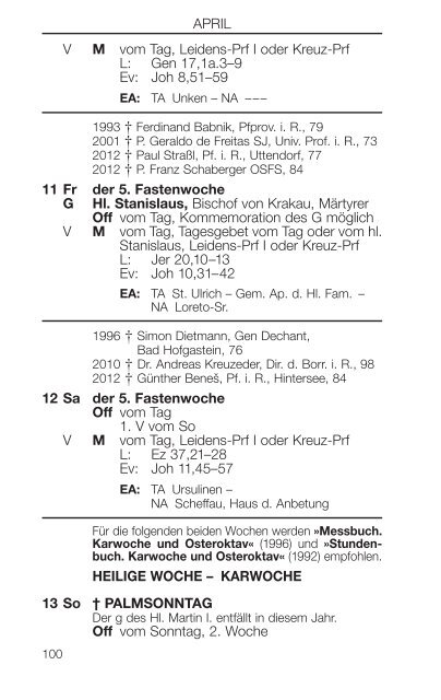 Liturgischer Kalender - ErzdiÃ¶zese Salzburg