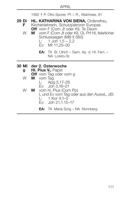 Liturgischer Kalender - ErzdiÃ¶zese Salzburg